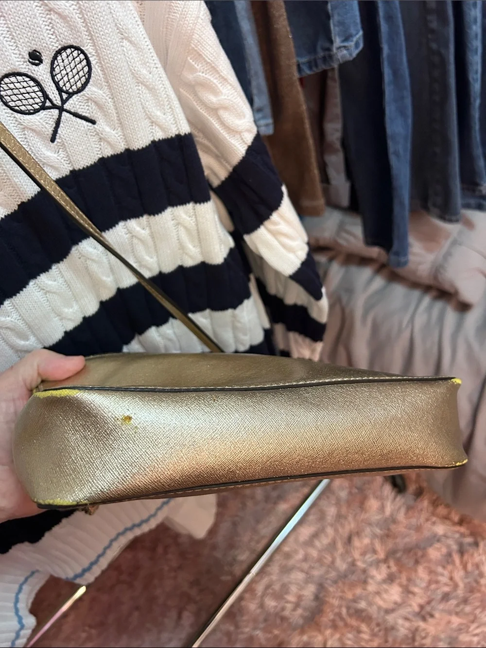 Michael Kors Metallic Gold Leather Crossbody